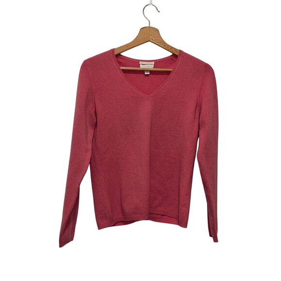 Charter Club Pink 2-Layer 100% Cashmere V-Neck Long Sleeve Sweater Women's Size - Picture 1 of 7